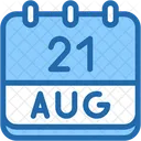 Calendario Agosto Veintiuno Icono