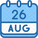 Calendario Agosto Veintiseis Icono