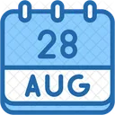 Calendario Agosto Veintiocho Icono