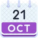 Calendario Octubre Veintiuno Icono