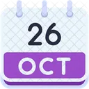 Calendario Octubre Veintiseis Icono