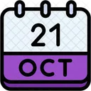 Calendario Octubre Veintiuno Icono