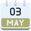 Calendario Mayo Tres Icono
