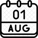 Calendario Agosto Uno Icono