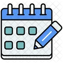 Calendrier avec stylo  Icône