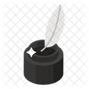 Feather Pen Quill Writing Inkwell Icon