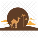 Camel And Desert Pyramid People Icon