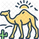 Camel In Desert With Sun Camel Desert Icon