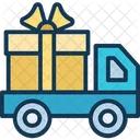 Camion De Reparto Con Caja De Regalo Furgoneta De Mensajeria De Regalo Icono