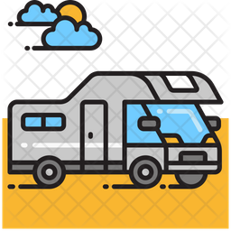 Campervan Icon - Download in Colored Outline Style