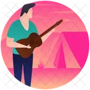 Camping Guitarist Music Man Musician Icon