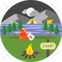 Camping Nocturno Campamento Tienda De Campana Icono