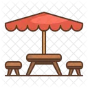 Camping Table And Bench With Umbrella Camping Table Bench With Umbrella Icon