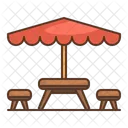 Camping Table And Bench With Umbrella Camping Table Bench With Umbrella Icon