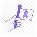 Cancer Awareness Flag With Purple Ribbon  Icon