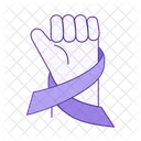 Cancer Awareness Purple Ribbon With Support  Icon