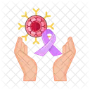 Cancer bacterial with ribbon cancer in over hand  Icon