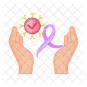 Cancer bacterial with ribbon cancer in over hand  Icon
