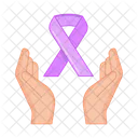 Cancer ribbon in over hand  Icon