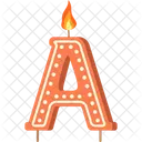 Candle Letter A Orange Letter Letter Shaped Birthday Candle Icône