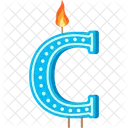 Candle Letter C Blue Letter Letter Shaped Birthday Candle Icône