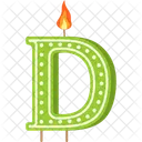 Candle Letter D Green Letter Letter Shaped Birthday Candle Icône