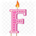Candle Letter F Pink Letter Letter Shaped Birthday Candle Icône
