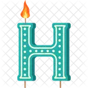 Candle Letter H Green Letter Letter Shaped Birthday Candle Icon