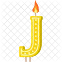 Candle Letter J Yellow Letter Letter Shaped Birthday Candle Icône