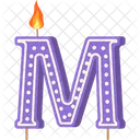 Candle Letter M Purple Letter Letter Shaped Birthday Candle 아이콘