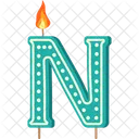 Candle Letter N Green Letter Letter Shaped Birthday Candle Icon