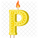 Candle Letter P Yellow Letter Letter Shaped Birthday Candle Icône