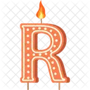 Candle Letter R Orange Letter Letter Shaped Birthday Candle Icône