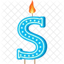 Candle Letter S Blue Letter Letter Shaped Birthday Candle Icône