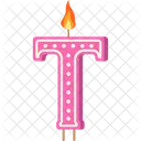 Candle Letter T Pink Letter Letter Shaped Birthday Candle Icône