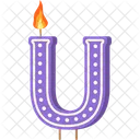 Candle Letter U Purple Letter Letter Shaped Birthday Candle Icône