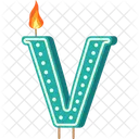 Candle Letter V Green Letter Letter Shaped Birthday Candle Icon