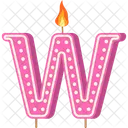 Candle Letter W Pink Letter Letter Shaped Birthday Candle Icon