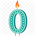 Candle Number 0 Green Letter Number Shaped Birthday Candle Icon