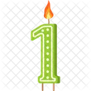 Candle Number 1 Green Number Number Shaped Birthday Candle Icon