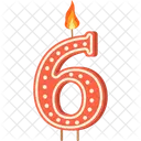 Candle Number 6 Orange Number Number Shaped Birthday Candle Icon