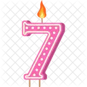 Candle Number 7 Pink Number Number Shaped Birthday Candle Icon