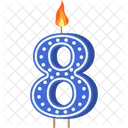Candle Number 8 Navy Blue Number Number Shaped Birthday Candle Icon