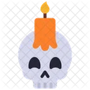 Candle On Skull Skull Halloween Icon