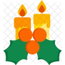 Candles Mistletoe Christmas Decoration Icon