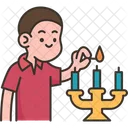 Candles Lighting Boy Icon