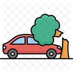 Car Accident With Tree  Icon