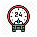 Car Cleaning Service 24 Hour Service Day Icon