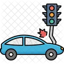 Car Collision With Traffic Signals Accident Automobile Icon