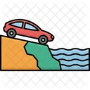 Car In Falling Car In Ocean Accident Icon